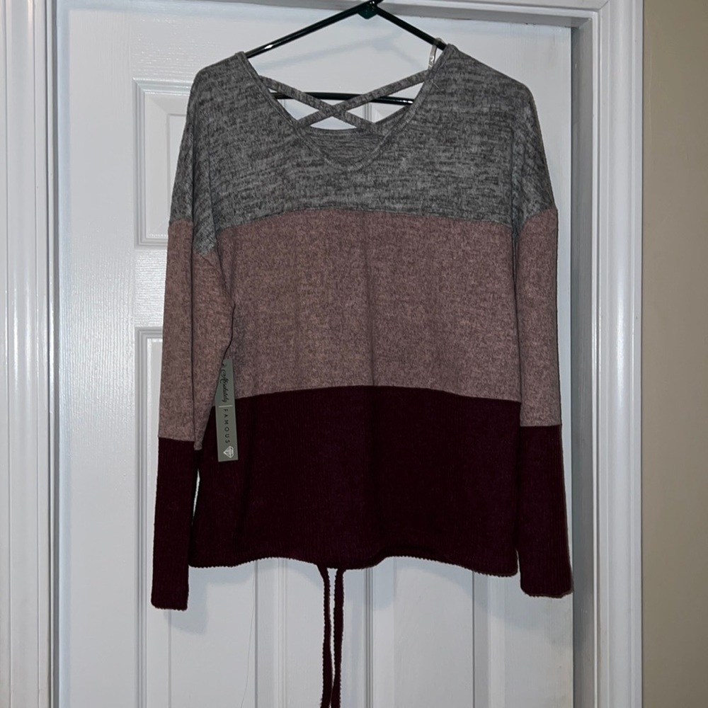 Striped Sweater with cross in the back